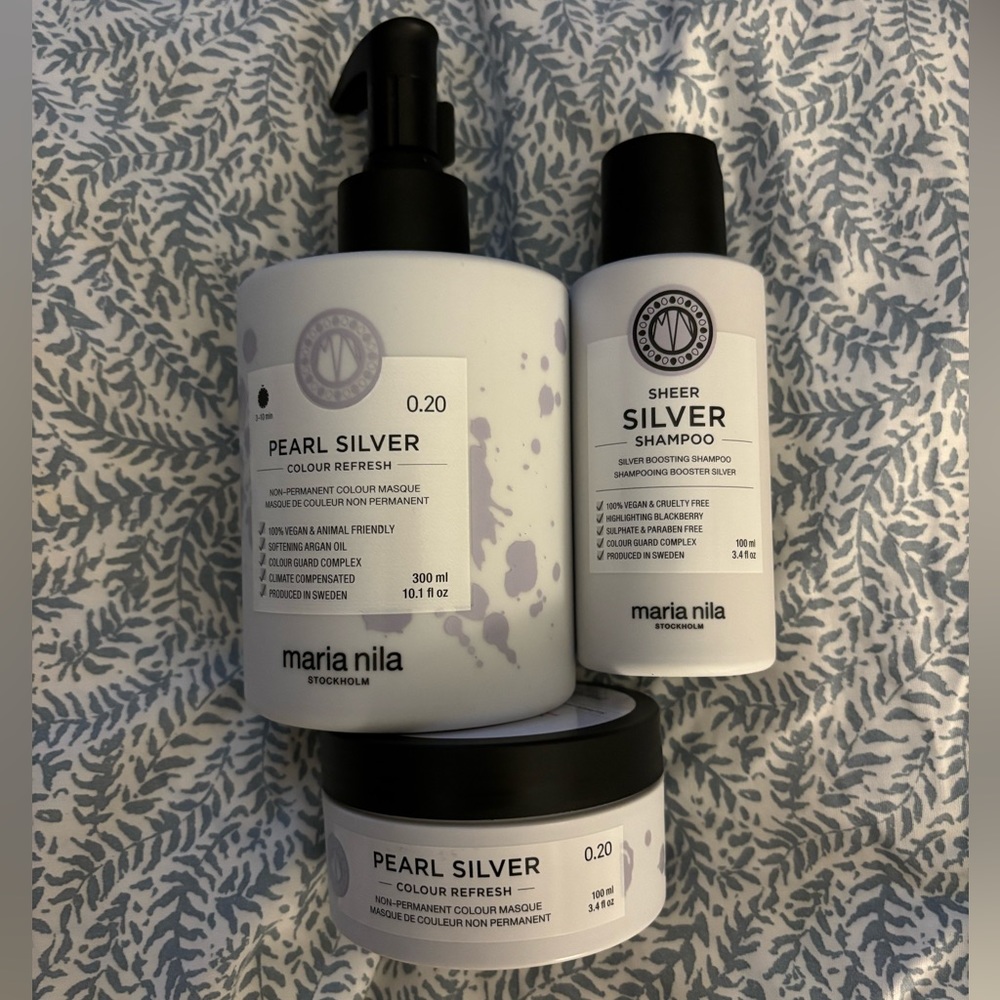 Maria Nila pearl silver colour refresh masque X2 , sheer silver shampoo
